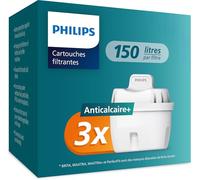 Philips Water Cartouches filtrantes de rechange Anticalcaire+, paquet de 3, JUSQU’À 50 % DE RÉDUCTION DE LA DURETÉ EN PLUS, L’EMBALLAGE PEUT VARIER, Compatible avec Brita*