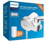 Philips Water Filtre à eau MICROFILTRATION avec affichage numérique, 3 cartouches, filtre SÉDIMENTS, CHLORE et autres impuretés, capacité de filtration de 1.000 L