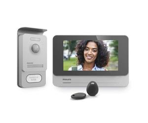 Philips WelcomeEye Connect Pro Visiophone Filaire Connecté 2 Fils | Moniteur et application WelcomeEye Pro, liaison 2 fils jusqu'à 120 m, portail et portillon, 6 sonneries et badges RFID