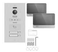 Philips WelcomeHive Pro 2 - Visiophone pour 2 appartements avec platine de rue 2 noms, 2 moniteurs tactiles 7’’, badges RFID et transformateur modulaire, système BUS 2 fils
