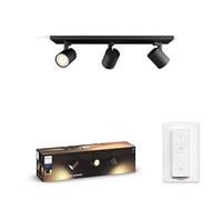 Philips White Ambiance RUNNER Spot barre tube 3x5.5W - Noir (télécommande incluse), compatible Bluetooth, fonctionne avec Alexa, Google Assistant et Apple Homekit