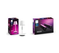 Philips White and Color Ambiance, lampe à poser portable Hue Go Portable, compatible Bluetooth & Play Pack White & Color Ambiance, Noir, Pack de 2, Kit de base, fonctionne avec Alexa
