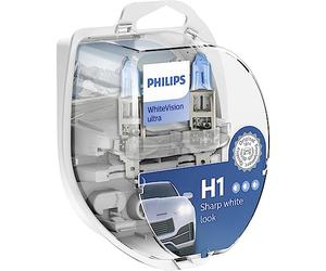 Philips WhiteVision ultra H1 lampe pour éclairage avant, set de 2 Blanc | Compatible avec: ABARTH 500 / 595 / 695, 500C / 595C / 695C, GRANDE PUNTO, RITMO, ALFA ROMEO 145, 146, 147, 155, 156