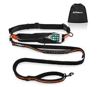 PHILORN Laisse Chien Mains-Libres (47" - 67") avec Coutures Réfléchissantes, Pochette de Taille Ajustable(24" - 47") et Doubles Bungees de Poignée pour la Course/Vélo/Marche, 150lbs Gros Chien