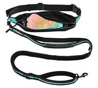 PHILORN Laisse Chien Mains-Libres (47" - 67") avec Coutures Réfléchissantes, Pochette de Taille Ajustable(24" - 47") et Doubles Bungees de Poignée pour la Course/Vélo/Marche, 150lbs Gros Chien