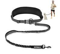 Philorn Laisse mains libres pour chien avec ceinture large pour chiens de taille moyenne et grande pour promener, jogging, randonnée avec deux poignées et élastique durable Noir