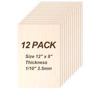 Philorn Lot de 12 feuilles de contreplaqué brut de 2,5 mm pour découpe et gravure laser, artisanat, modélisme architectural, combustion du bois, teinture - 30,5 x 20,3 x 0,6 cm