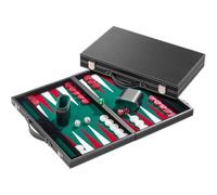 Philos 18.5-inch Backgammon Set in Black Case with Green Felt Surface