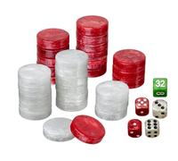 Set of Backgammon Pieces/Checkers, 34mm, Red/White, Plastic