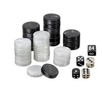 Jetons de Jeu - Backgammon - Moyen - 28 X 8 MM - Plastique - Noir Blanc - Inclus