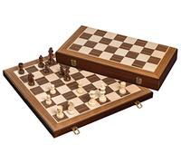Philos 2606 - Cassette d'échecs, taille tournoi, champ 55 mm, fils décoratifs, bois de tilleul, roi 98 mm, naturel et marron, lesté, socle en feutre
