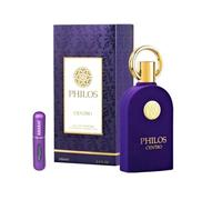 Philos Centro Eau de parfum 100 ml, parfum arabe unisexe de longue durée, avec atomiseur rechargeable 5 ml, parfum floral boisé d'ananas, jasmin et patchouli (Philos Centro)