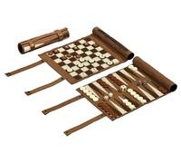 Philos-Spiele Jeux de voyage Roll-Up Combo – Backgammon, Échecs, Dames