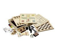 Philos Wooden Game Compendium - 30cm - 8 in 1 Board Game - Chess, Backgammon, Draughts, Nine Mens Morris, Ludo, Dominoes, Playing Cards and Mikado - Games for Kids and Adults