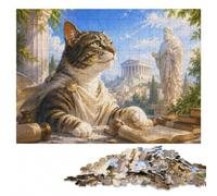 Philosopher Cat in Ancient Greece Puzzle pour Adultes en Bois, 500 pièces | Cadeau sans écran pour Noël : activité sans écran à la maison en intérieur.