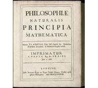 Philosophi _ Naturalis Principia Mathematica par Isaac Newton. (Principes mathématiques de la philosophie naturelle). Page de titre de la première édition datée du 5 juillet 1687. Poster imprimé par