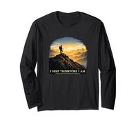 Philosophie I Hike Therefore I Am Mountain Sunset Hiker Manche Longue