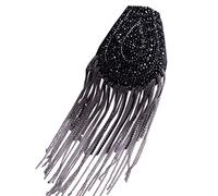 PHILSP Épaulettes d'épaulettes à pampilles pour costume de scène vintage avec chaîne à maillons et broche pour femme Noir