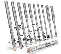 Philtool Lot de 10 forets SDS Plus - Avec 4 tranchants en métal dur - Diamètre : 6-12 mm - Idéal pour percer le béton dans le béton, la pierre, le perçage mural et la pierre naturelle