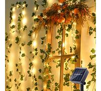 PhilzOps Guirlande Lumineuse Solaire Extérieure 10M 100 LED - Lierre Artificiel 8 Modes Étanche pour Jardin, Terrasse, Balcon, Chambre, Cour, Patio, Fête, Mariage