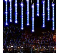 PhilzOps Guirlande Pluie Meteore Extérieure, 240 LED 30cm 10 Tube Noël Deco Guirlande Lumineuses Étanche IP44 Météore Pluie Lumière pour Décoration Noël Arbre Jardin Mariage Fête Intérieur, Bleu
