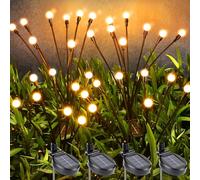 PhilzOps Lumière de Jardin Solaire, 4 Pièces 32 LED Lumières Solaires Lucioles Exterieur Etanche Lampes Solaire Firefly Décoration pour Allée Terrasse Jardin Balcon Patio Passerelle, Blanc Chaud