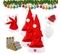 phiorine Lot de 4 chapeaux de Noël électriques chantant et dansant avec des chansons aléatoires