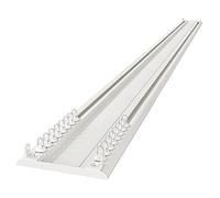 PhIree Glissière de Fenêtre Avec Crochets 1-4M, Double Rail Conjoint À Rideau Robuste, Rails En Aluminium, Silence, Blanc/Noir/White/2.1M/6.8Ft