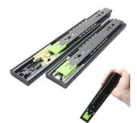 PhIree Glissière de Tiroir Push To Open 250 Mm À 3 Plis À Roulement À Billes, Extension Complète, Amovible, Pour Tiroirs de Cuisine, Armoires, Paquet de 2/250Mm/10In