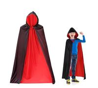 PHISGNIO Cape de Vampire à Capuche, Capes d'Halloween Enfant Cape Réversible Noire Rouge Garçon Fille pour Fête Carnaval Cosplay Costumes