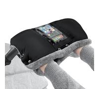 phixilin Gants Poussette Protège-mains Avec doublure polaire, Moufles Poussette avec poche pour téléphone portable, Doux Chaud Coupe-Vent et Imperméable Gant, pour poussette Vélo Fauteuil Roulant-Noir