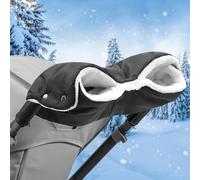 phixilin Gants Poussette Protège-mains Avec doublure polaire, Moufles Poussette Doux Chaud Coupe-Vent et Imperméable Gant, Gant Poussette Protège-Mains, pour poussette vélo fauteuil roulant - Noir
