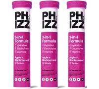 Phizz Electrolytes, Multivitamines & Comprimés d'hydratation - 60 comprimés de réhydratation effervescents - 18 vitamines et minéraux, vitamine C, végane, végétarien et hypocalorique (Pomme & Cassis)