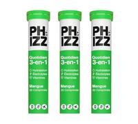 Phizz Electrolytes, Multivitamines & Comprimés d'hydratation - 60 comprimés de réhydratation effervescents - 18 vitamines et minéraux, vitamine C, végane, végétarien et hypocalorique (Mangue)
