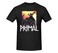 PHKVY Primal-2022-T-Shirt-Vintage-Big-Size-Cotton-Custom-Short-Sleeve-Anime-Shirt Black BlackL