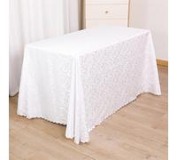 PHLCF Nappe en Polyester 180 x 320 cm Nappe Blanche en Polyester Anti-éclaboussures Infroissable Nappe de Table pour Cuisine Salle à Manger Fêtes Tabletop