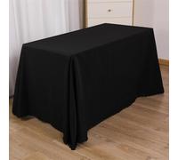 PHLCF Nappe en Polyester 180 x 320 cm Noire, Nappe en Polyester Anti-éclaboussures, Infroissable, pour Cuisine, Salle à Manger, fêtes