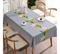 Nappe en PVC 120 x 120 cm, Lavable, imperméable, pour Table de Cuisine ou d'extérieur, Grise