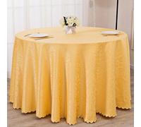 PHLCF Nappe Ronde 320 cm en Polyester Jaune, Anti-éclaboussures, Anti-poussière, Infroissable, pour Table de Cuisine ou Salle à Manger