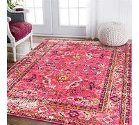 PHLCF Schlafzimmer Teppich Tapis de Chambre Facile à Nettoyer Grand Tapis Oriental Traditionnel Fleur Rose Tapis de Porte de Salle de Bain Doux-150 * 200CM
