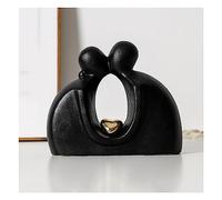 PHLCF Sculpture de Couple, Sculptures déco Modernes, Figurines déco Coeur pour Salon, Chambre, décoration de Bureau, Poison d'amour, céramique,Noir,Baiser
