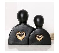 PHLCF Sculpture de Couple, Sculptures déco Modernes, Figurines déco Coeur pour Salon, Chambre, décoration de Bureau, Poison d'amour, céramique,Noir,concentrique