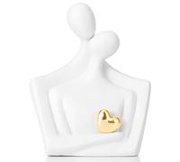 PHLCF Sculpture de Couple, Sculptures déco Modernes, Figurines déco Coeur pour Salon, Chambre, décoration de Bureau, Poison d'amour, céramique, Blanc, étreinte