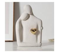 PHLCF Sculpture de Couple, Sculptures déco Modernes, Figurines déco Coeur pour Salon, Chambre, décoration de Bureau, Poison d'amour, céramique, Blanc, Amour