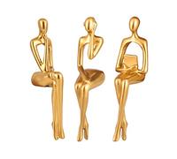 PHLCF Sculpture déco Moderne, Art Abstrait, esthétique, Figurines dorées, Statue décorative, pour Salon, Appartement, Bar, Figurine penseur, Poison, résine, Lot de 2