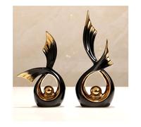 PHLCF Sculpture décorative en céramique Blanche, Sculptures d'art Abstrait Moderne, décoration pour Salon, Table, Chambre, Bureau, Noir