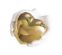 PHLCF Sculpture décorative en Forme de cœur doré, Sculpture en céramique, Art Abstrait Moderne, décoration pour Chambre, fenêtre, Bureau, Cadeau d'amour, Amour doré