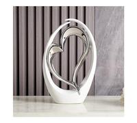 PHLCF Sculpture décorative Moderne en Forme de cœur, Sculptures décoratives en céramique, Statue d'art Abstrait, décoration de Salon, de Bureau, de Table, Statue et Sculptures, Argent A