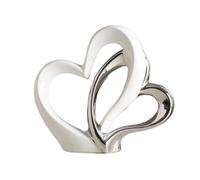 PHLCF Sculpture en Forme de cœur, Sculpture décorative en céramique, Statue décorative Abstraite Moderne, Sculptures et Statues pour Chambre, Rebord de fenêtre, Bureau, Cadeau, Argent