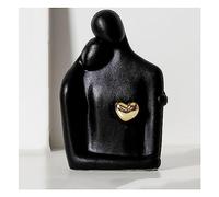PHLCF Statues de Couple en céramique pour la décoration intérieure, Figurines de Couple enlacé, Sculptures romantiques Modernes, décorations d'étagère pour Salon, Chambre à Coucher, Bureau, Noir,